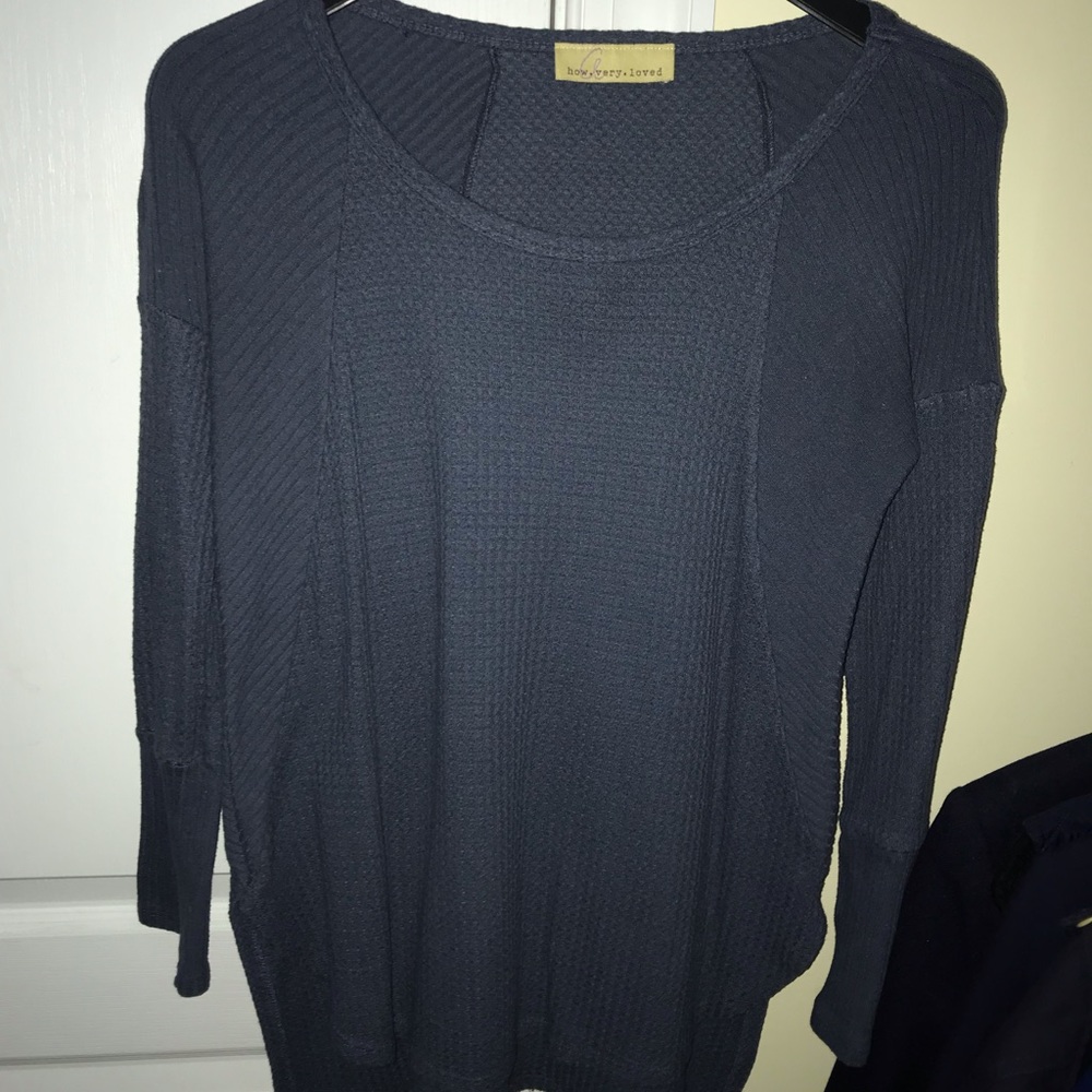 Blue waffle knit top